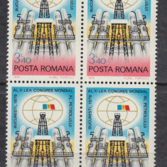 ROMANIA 1979 LP 979 CONGRESUL MONDIAL AL PETROLULUI BLOC DE 4 MNH
