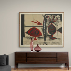 Tablou Poster, Intaglio, Modern, color, Composition with Vase of Flowers de Pablo Picasso, print pe hartie foto Fine Art foto