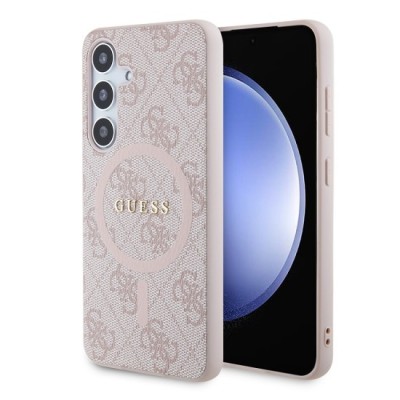 Husa pentru Samsung Galaxy S24 - Guess 4G Collection Leather MagSafe (GUHMS24SG4GFRP) - Pink foto