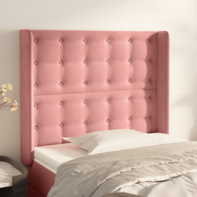 vidaXL Tăblie de pat cu aripioare, roz, 83x16x118/128 cm, catifea foto
