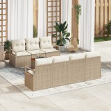 Set de canapele pentru grădină vidaXL cu perne bej din ratan poliester și acacia, Canapea de grădină vidaXL pentru 2 persoane cu spațiu de stocare și
