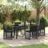 Set Masă Grădină 5 Piese Căptușite Negru Poly Rattan, vidaXL