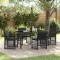 Set Masă Grădină 5 Piese Căptușite Negru Poly Rattan