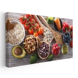 Tablou fructe legume cereale multicolor 2079 Tablou canvas pe panza CU RAMA 70x140 cm