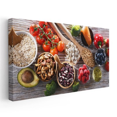 Tablou fructe legume cereale multicolor 2079 Tablou canvas pe panza CU RAMA 60x120 cm foto