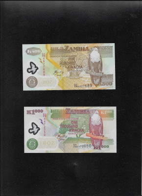 Set Zambia 500 + 1000 kwacha unc polimer 2009 foto