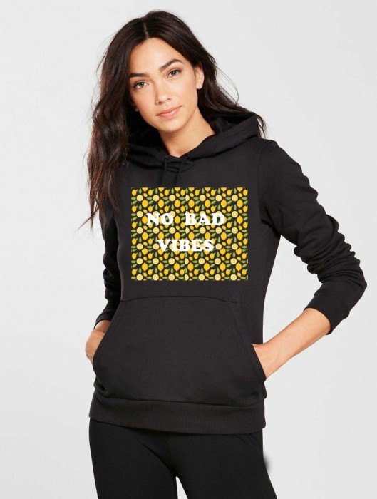 Hanorac dama negru - No Bad Vibes - S
