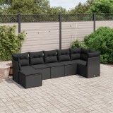 Cumpara ieftin Gossi set canapele de gradina cu perne, 7 piese, negru, poliratan