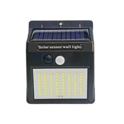 Lampa cu incarcare solara si senzor de miscare pentru exterior, 64 LED cu distanta de inductie, montaj pe perete, fara cabluri, eMazing foto