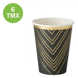 Set Pahare Petrecere, Marble, Capacitate 360 ml, Negru, Auriu, 6 Bucăți