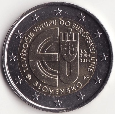 Moneda Slovacia - 2 Euro 2014 - Aniversarea aderarii la Uniunea Europeana foto