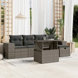 Cumpara ieftin Set mobilier grădină cu perne, 6 piese, gri, poliratan