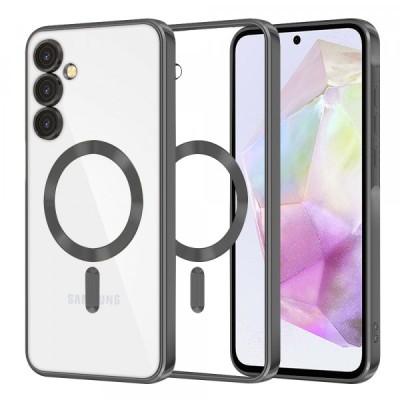 Husa MagSafe pentru Samsung Galaxy A35 5G A356, Techsuit, Luxury Crystal, Neagra foto