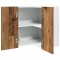 Gossi dulap suspendat de colt, lemn vechi, 57x57x60 cm, pal