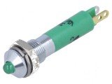 Lampă LED convexă verde 12VDC &Oslash;6mm IP40 &Oslash;LED 3mm