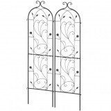 Set 2 Suporturi Plante Agatatoare VivaTechnix, 38 x 152 cm, Otel, Negru, Gradina, Spalier Metalic Robust, Rezistent Rugina