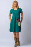 Cumpara ieftin Rochie A line midi, verde, din tricot plin cu aplicatie unicat, L/XL, S/M