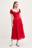 Hollister Co. rochie culoarea rosu, midi, evazată, KI359-5066