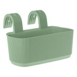 Jardiniera Plastică Verde Menta cu Dungi Reliefate pentru Balustradă, CMCLASS