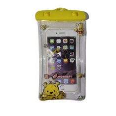 Husa subacvatica kids waterproof flippy, snowproof, universala, cu snur, pentru telefon sau documente, bear, galben