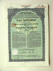 Titlu De Stat Obligatiune Germania-1928-100-Goldmark. foto