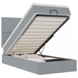 Cumpara ieftin Cadru de pat otoman cu saltea tesatura gri deschis 90x190cm