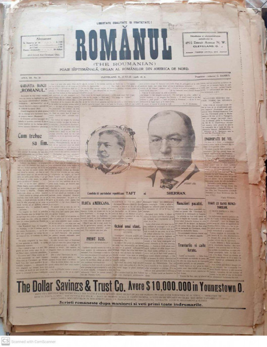 Ziarul ROMANUL,editii 1906-1911