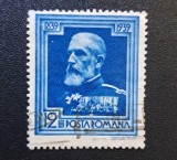 Rom&acirc;nia Regat - Emisiunea Jubiliară "Centenarul Nașterii M.S. Regelui Carol I" (1939) - 12 LEI Albastru ("Portret Carol I", Dintelat, Ștampilat) RO1