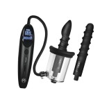 Stimulator Anal Rosebud Driller Deluxe Set, Suctiune, Impingere, Vibratii, Silicon, USB, Negru