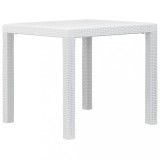 Cumpara ieftin Masă de grădină, albă, 79x79x72 cm, plastic, aspect ratan