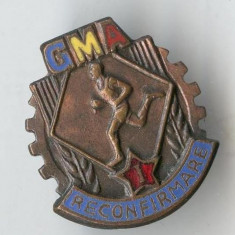 Insigna veche GMA RECONFIRMARE categoria 1 - Concurs sportiv 1950