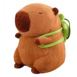 Jucarie de plus KAPIBARA, Maro, cu Rucsac Verde, 25 cm