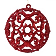 Set Globuri Crăciun, Model Glitter, Culoare Roșie, 8 cm, 6 Buc.