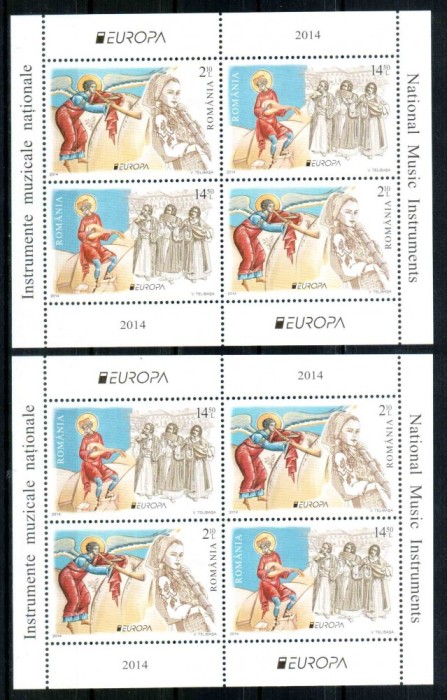 Romania 2014, LP 2021 c, EUROPA Instrumente, blocuri x4, MNH! LP 83,00 lei