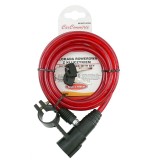 Cablu de blocare pentru bicicleta, rosu, cu teaca din silicon, lungime 60 cm