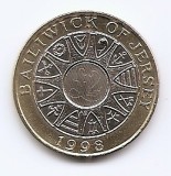 Jersey 2 Pounds 1998 - Elizabeth II, Bimetalica, 28.4 mm KM-102 UNC !!!