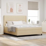 vidaXL Pat cu arcuri cu saltea cu headboard Crem 180 x 200 cm țesătură 3341600