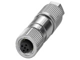 Conector M12 cu 4 pini, 48V, IP65, nichelat-aurit