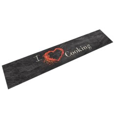 vidaXL Covor de bucătărie lavabil Cooking, negru, 60x300 cm, catifea 136551