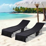 vidaXL Prosoape pentru șezlong 2 pcs Negru 210 x 75 cm 42011513