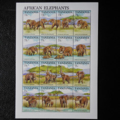 Tanzania-Fauna ,elefanti-4 serii in kleinbogen-nestampilate MNH