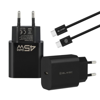 Incarcator Retea Cu Cablu USB-C Blavec BC-7, 45W, 3A, 1 x USB-C, Negru foto