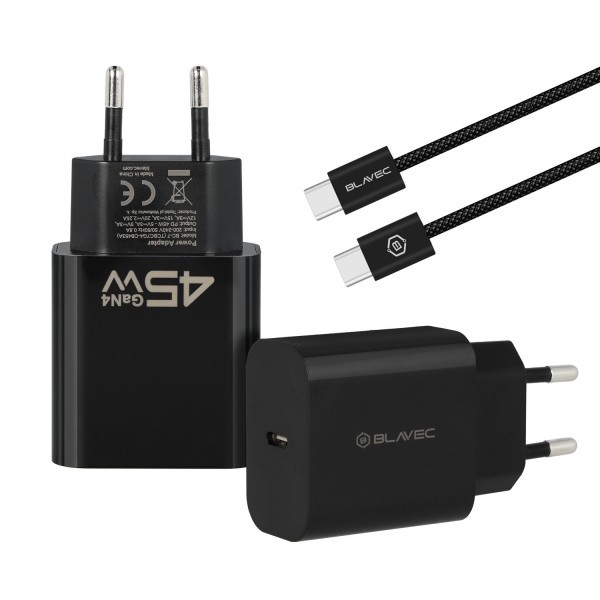 Incarcator Retea Cu Cablu USB-C Blavec BC-7, 45W, 3A, 1 x USB-C, Negru