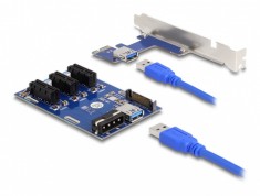 Riser card PCI Express la 3 x PCIe cablu USB 50cm, Delock 41442