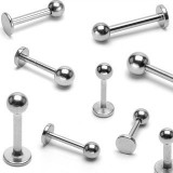 Labret din oțel 316L, un cap lucios - Lungime piercing: 10 mm