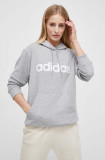 Cumpara ieftin Adidas hanorac de bumbac femei, culoarea gri, cu glugă, cu imprimeu IC6884