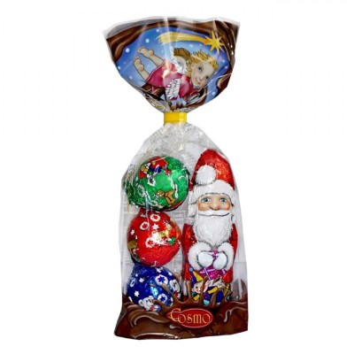 Ciocolată Lapte Esmo, Figurine Globuri și Moș Crăciun, Multicolor, 85g foto