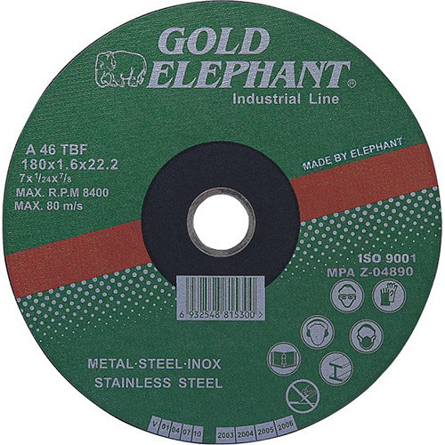 Gold Elephant 41AA 115x1,0x22,2 mm, disc de tăiere pentru metal și oțel inoxidabil A46TBF