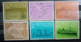Suriname 1977 vapoare, harta, port serie 6v.Neștampilata