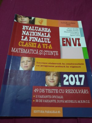 CUL;EGERE MATEMATICA SI STIINTE CLASA VI EVALUAREA NATIONALA foto